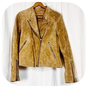 Women’s Tan Suede Moto jacket by BlankNYC sz Large